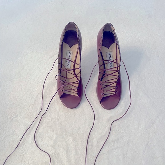 Jimmy Choo Shoes - Preowned Jimmy Choo Heather Lace up Open Toe Sandals